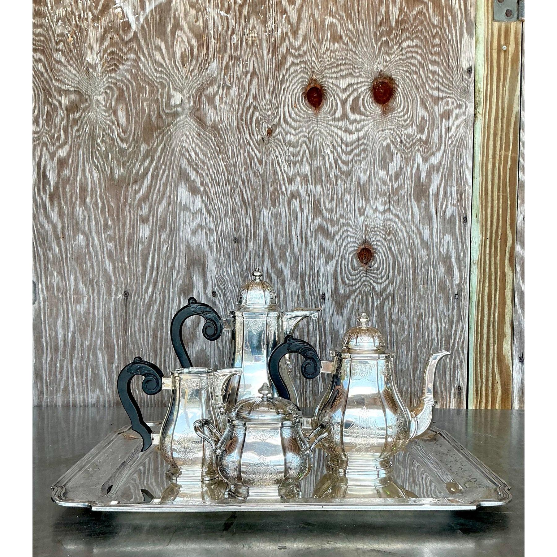 Service à thé Vintage Regency Filagree 800 Sterling - 5 Pieces en vente 3