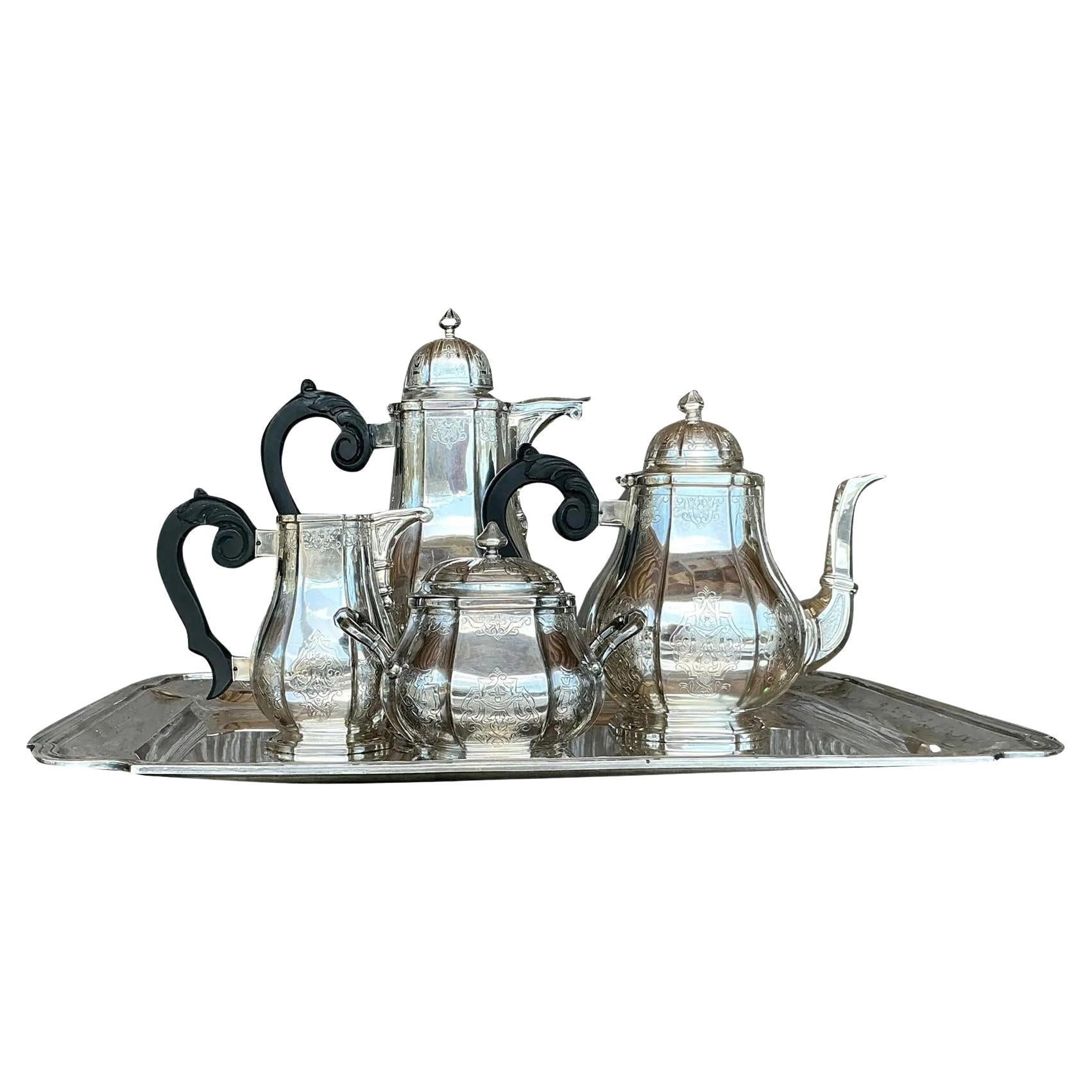 Vintage Regency Filagree 800 Sterling Tea Service - 5 Pieces
