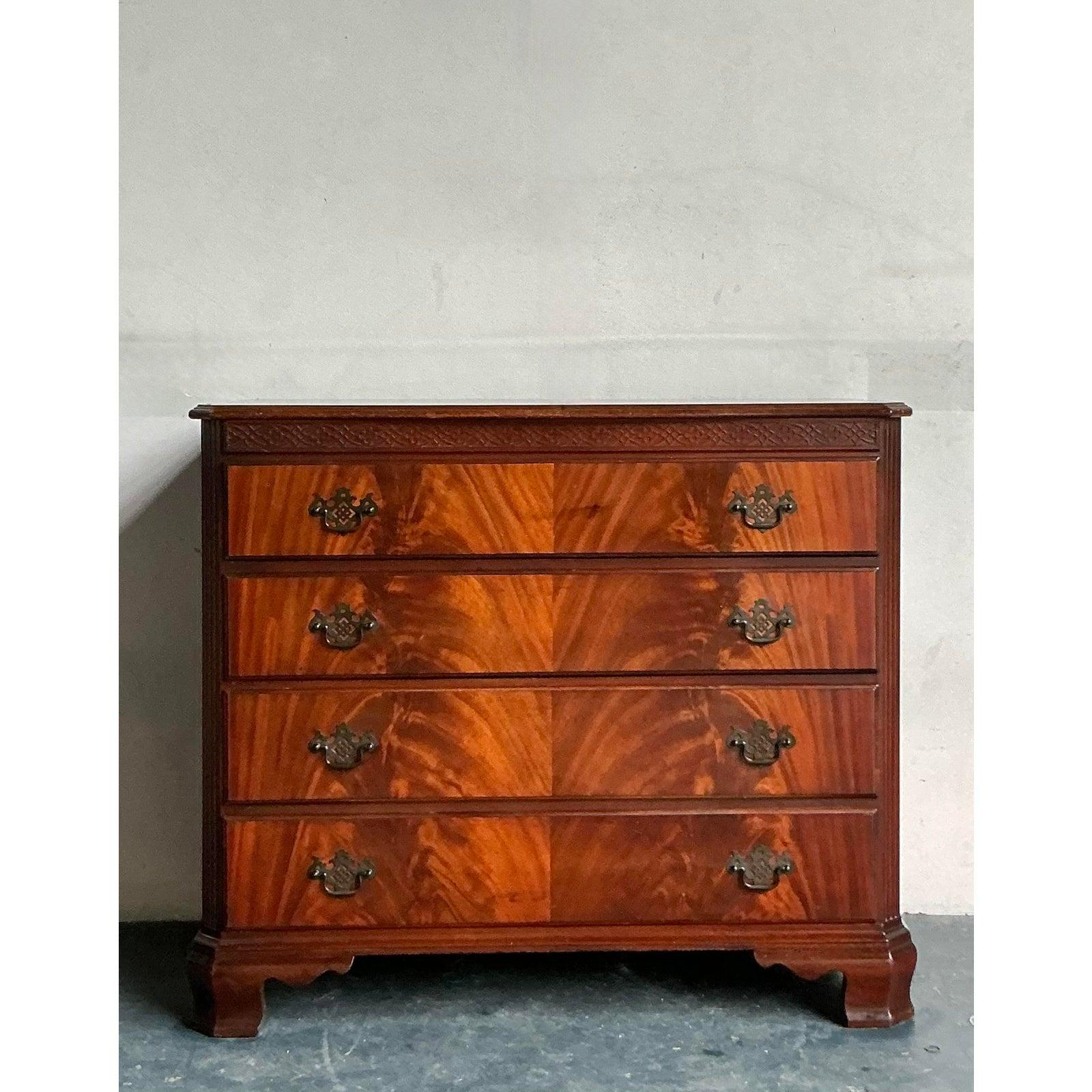 Vintage Regency Flame Mahogany Chest of Drawers For Sale 1