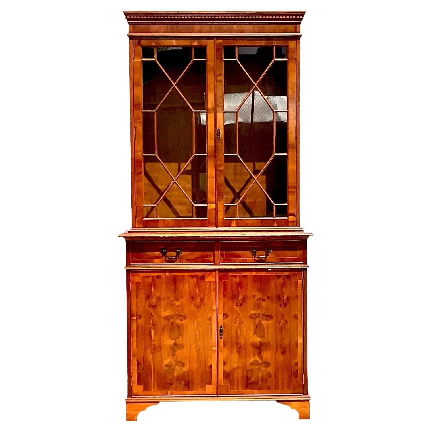 Vintage Regency Flame Mahogany Display Cabinet