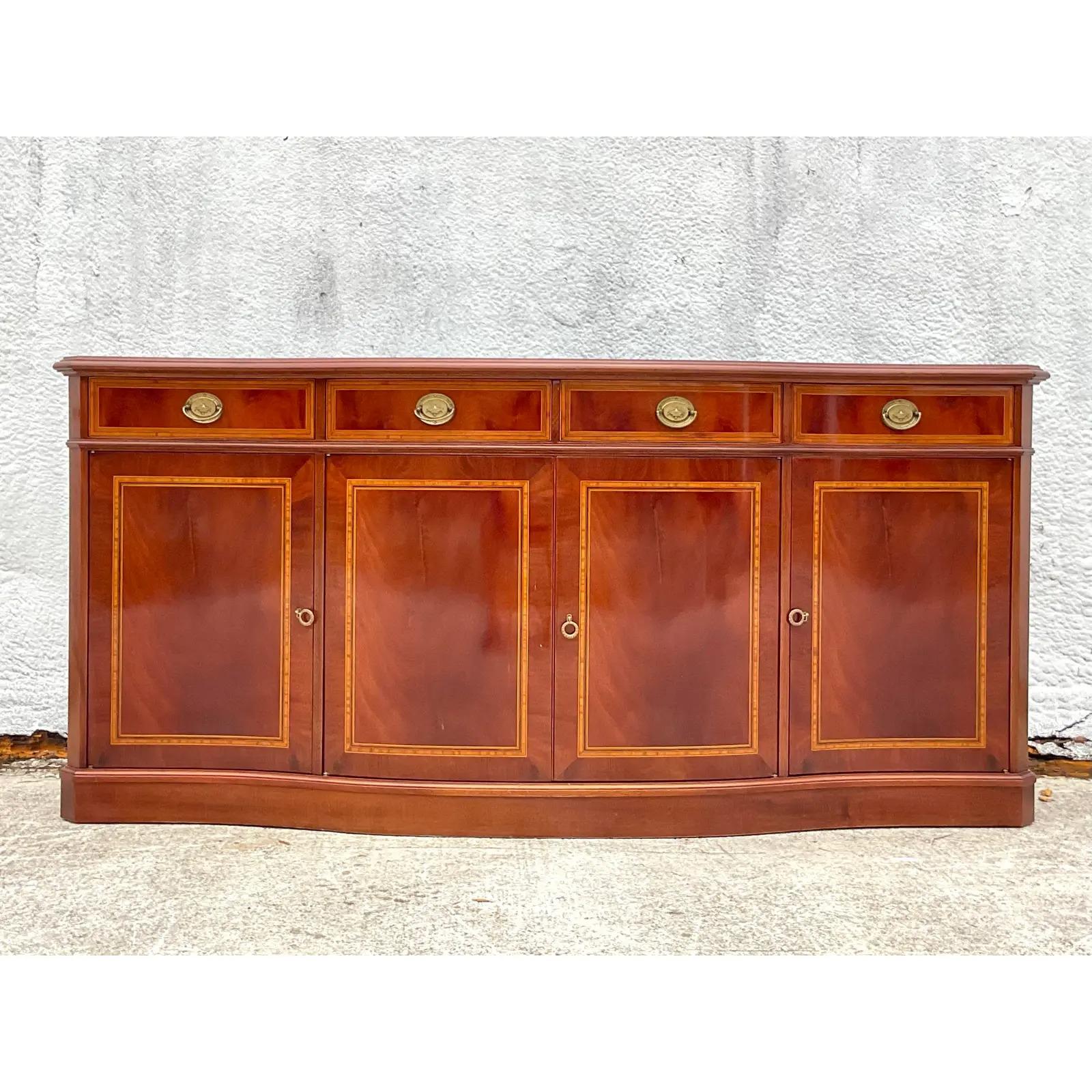 Vintage Regency Flame Mahogany Inlay Credenza 5