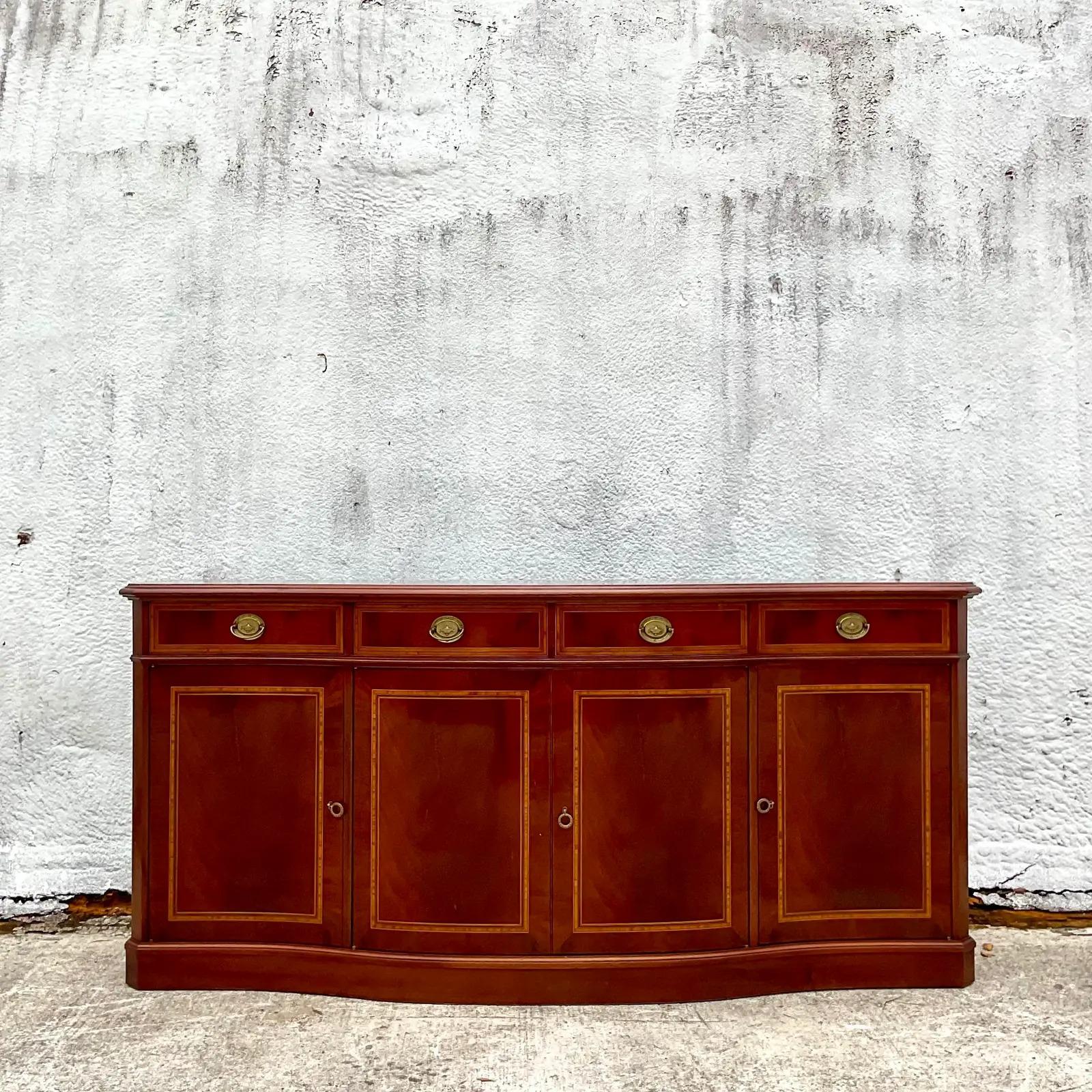 North American Vintage Regency Flame Mahogany Inlay Credenza