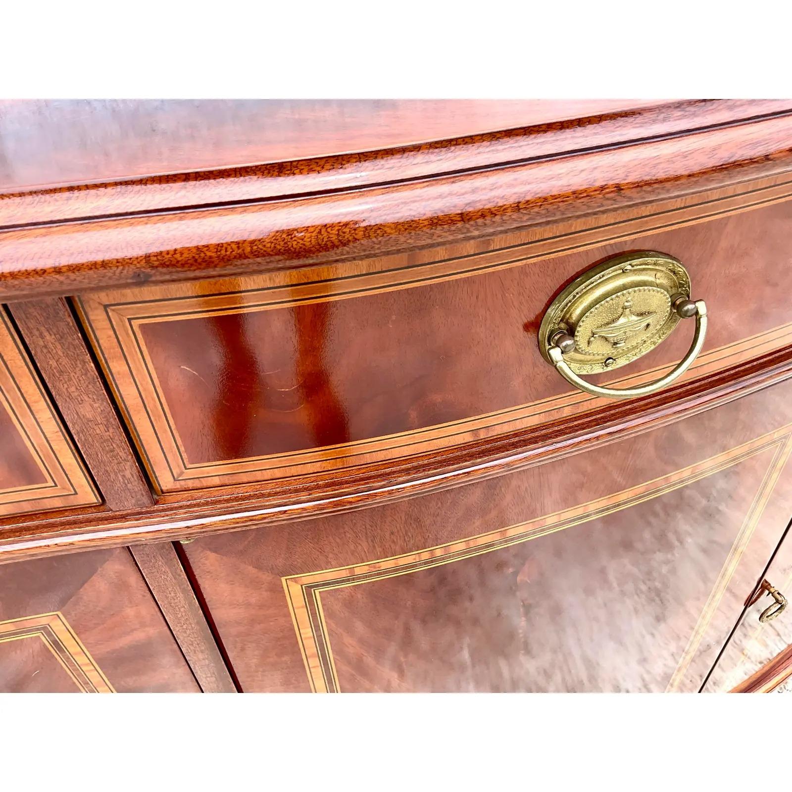 20th Century Vintage Regency Flame Mahogany Inlay Credenza