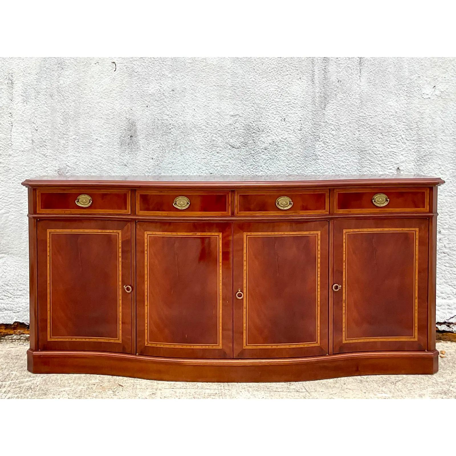 Vintage Regency Flame Mahogany Inlay Credenza 1