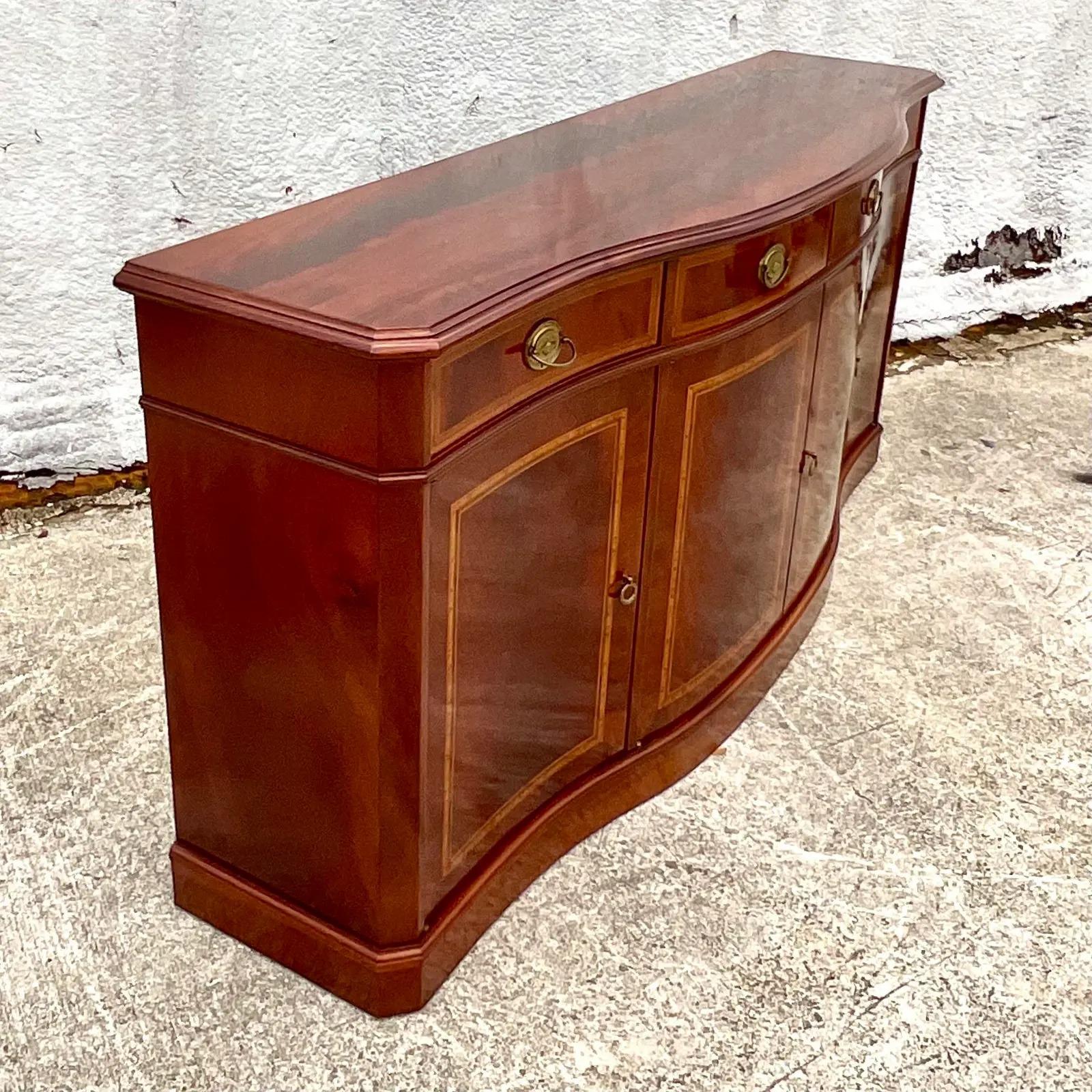 Vintage Regency Flame Mahogany Inlay Credenza 2