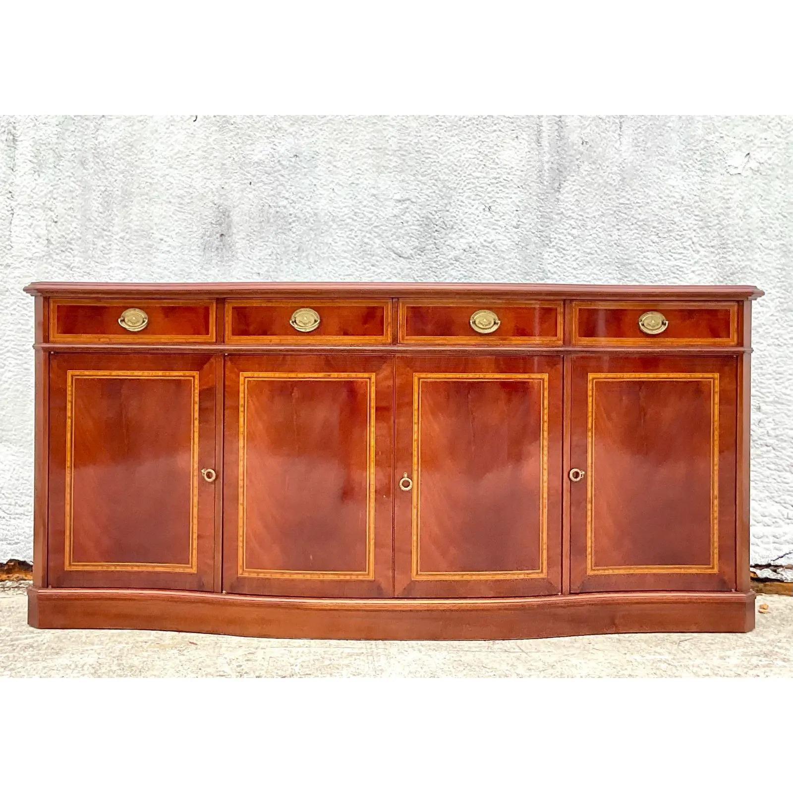 Vintage Regency Flame Mahogany Inlay Credenza 3