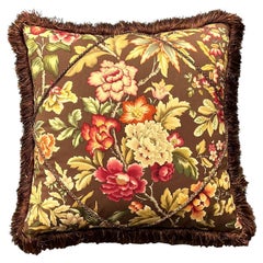 Vintage Regency Floral Caterpillar Trimmed Throw Pillow