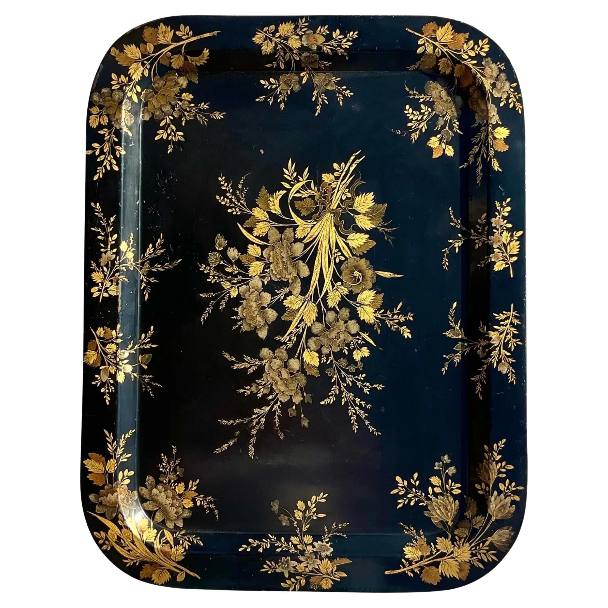 Vintage Regency Floral Metal Tray