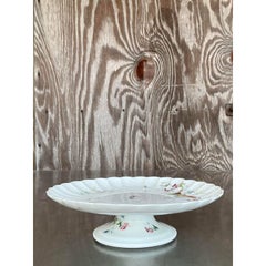 Vintage Regency Fluted Birds Cake Plate