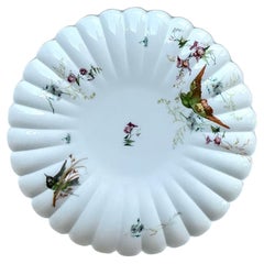 Piatto da torta vintage Regency con uccelli scanalati