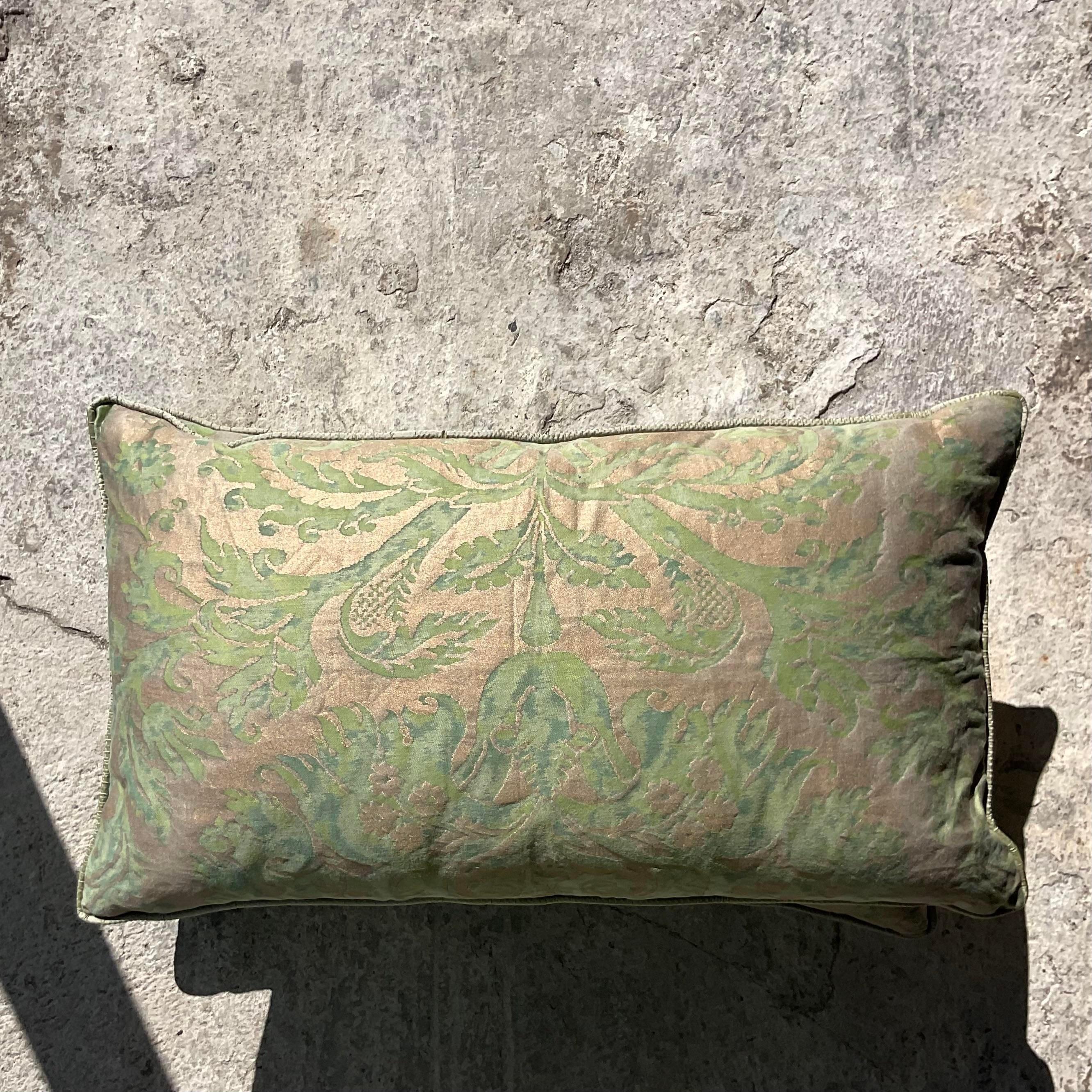 Fabric Vintage Regency Fortuny Brocade Rectangle Throw Pillows - Set of Two