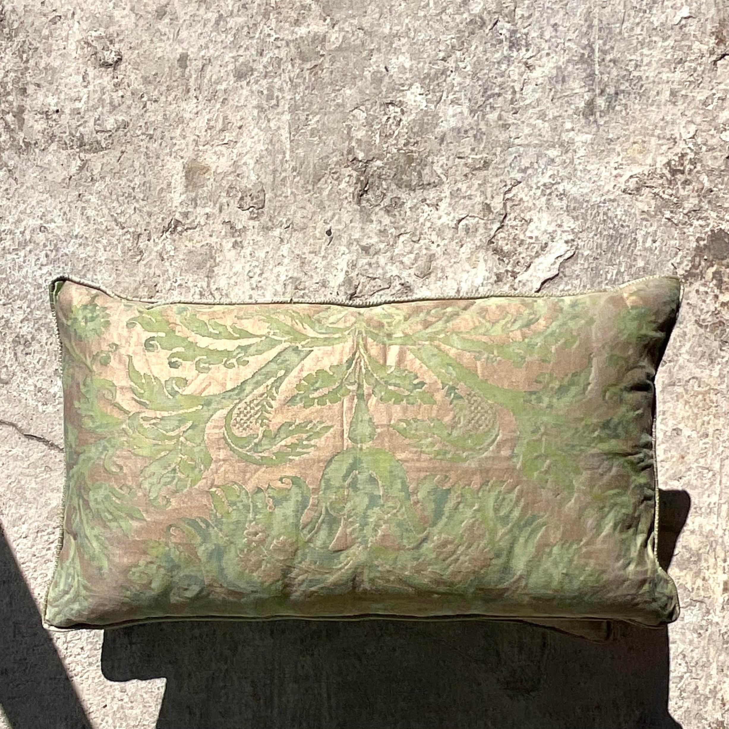 Vintage Regency Fortuny Brocade Rectangle Throw Pillows - Set of Two 1
