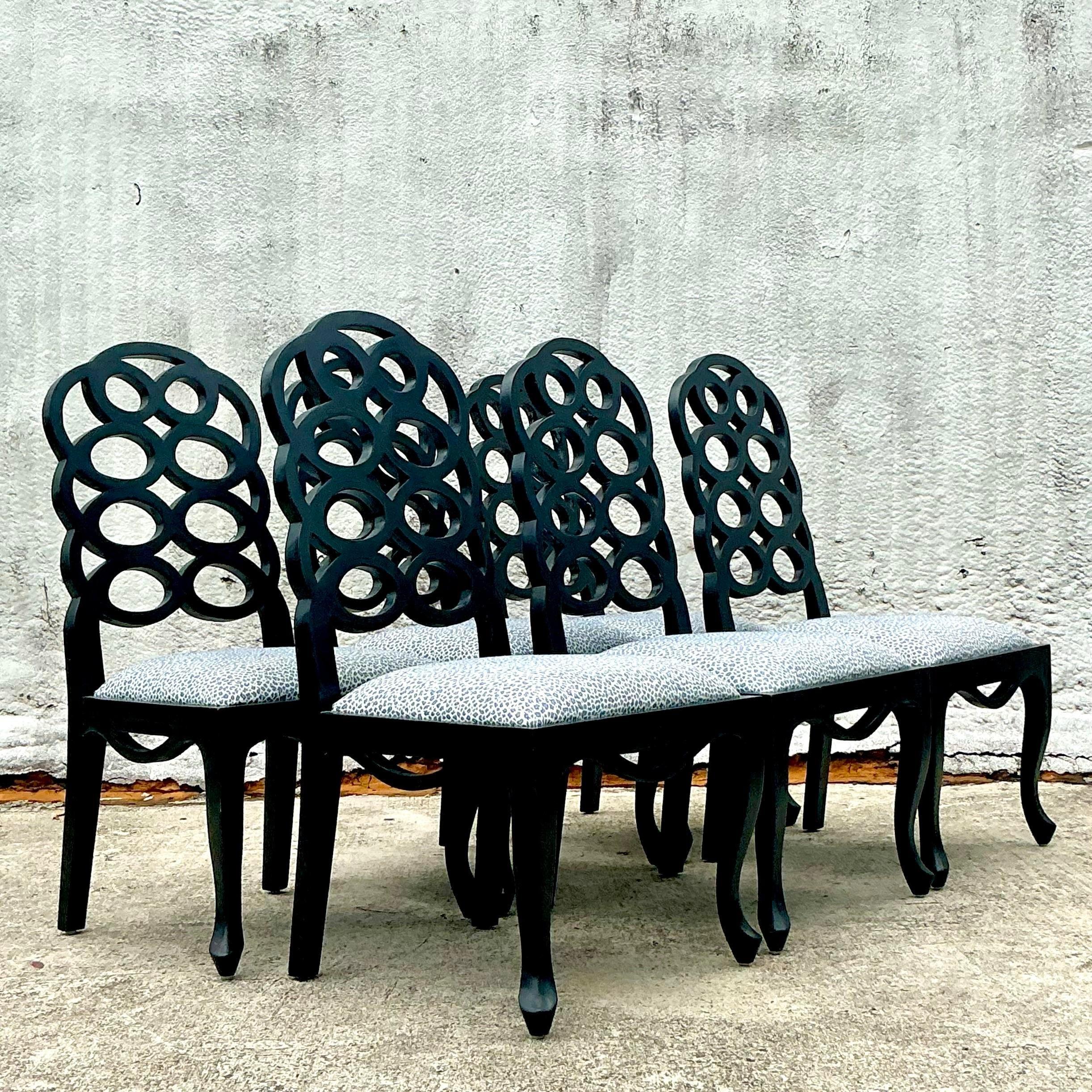 Vintage Regency Frances Elkins Loop Chairs - Set of 6 In Good Condition In west palm beach, FL