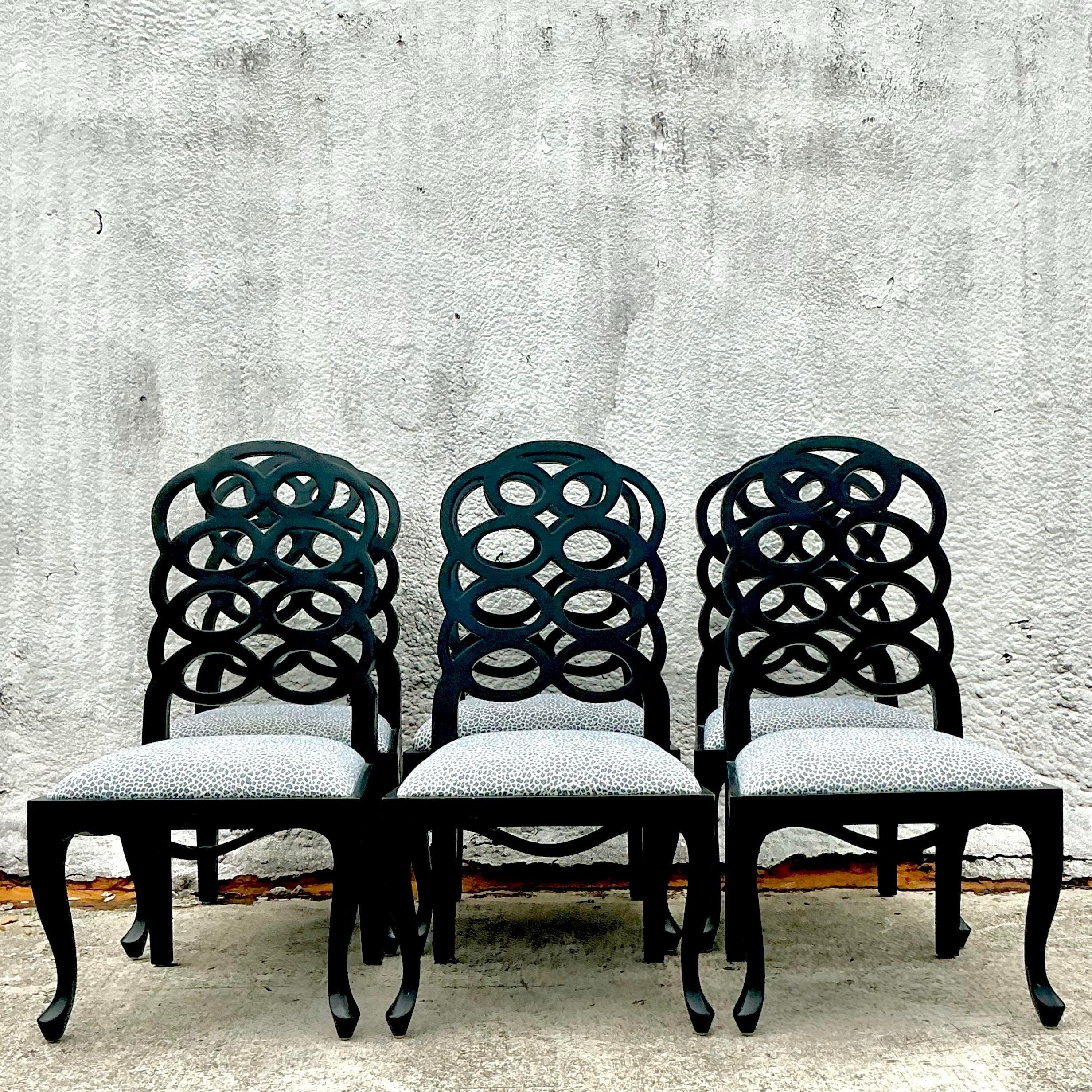Upholstery Vintage Regency Frances Elkins Loop Chairs - Set of 6