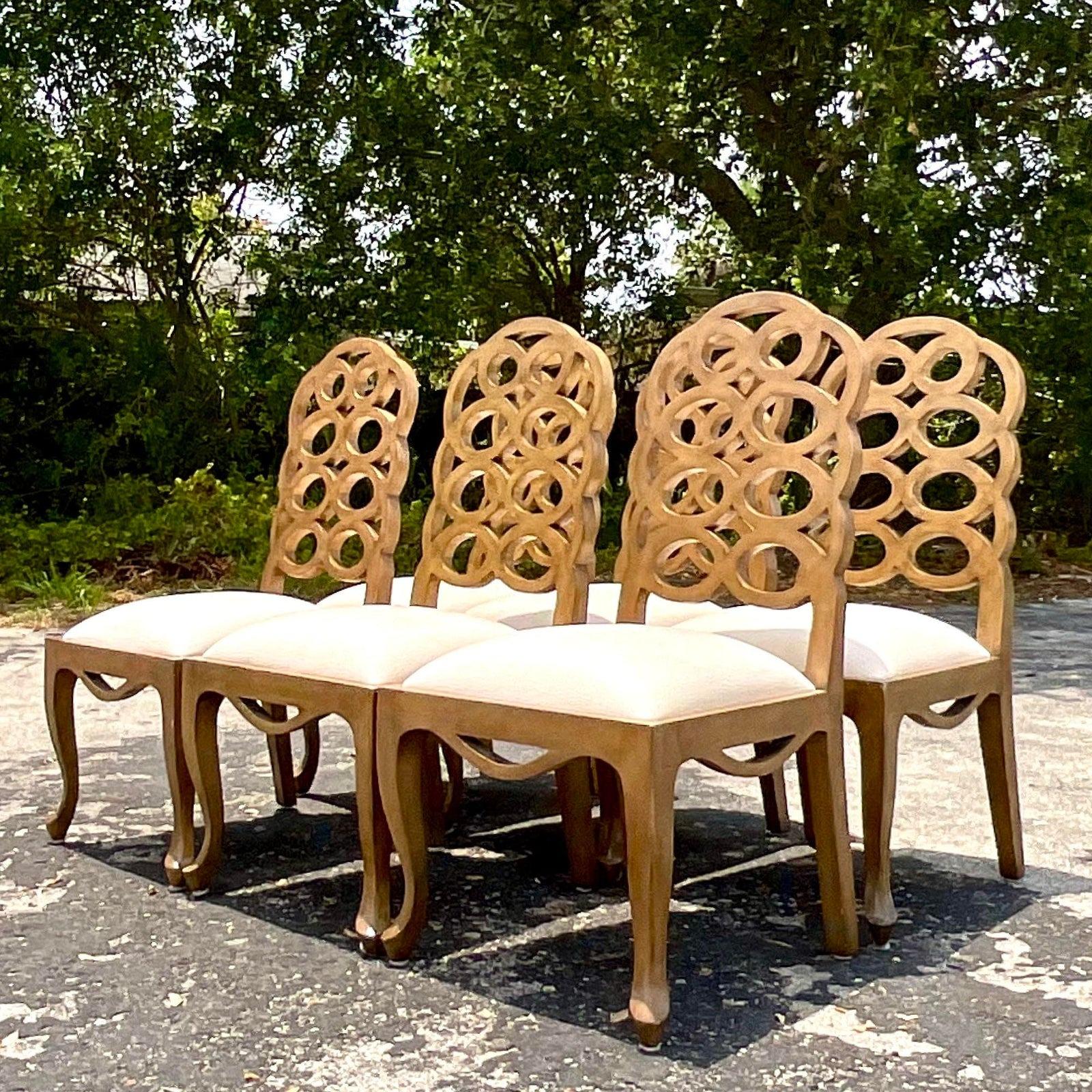 Vintage Regency Frances Elkins Loop Dining Chairs - Set of 6 In Good Condition In West Palm Beach, FL