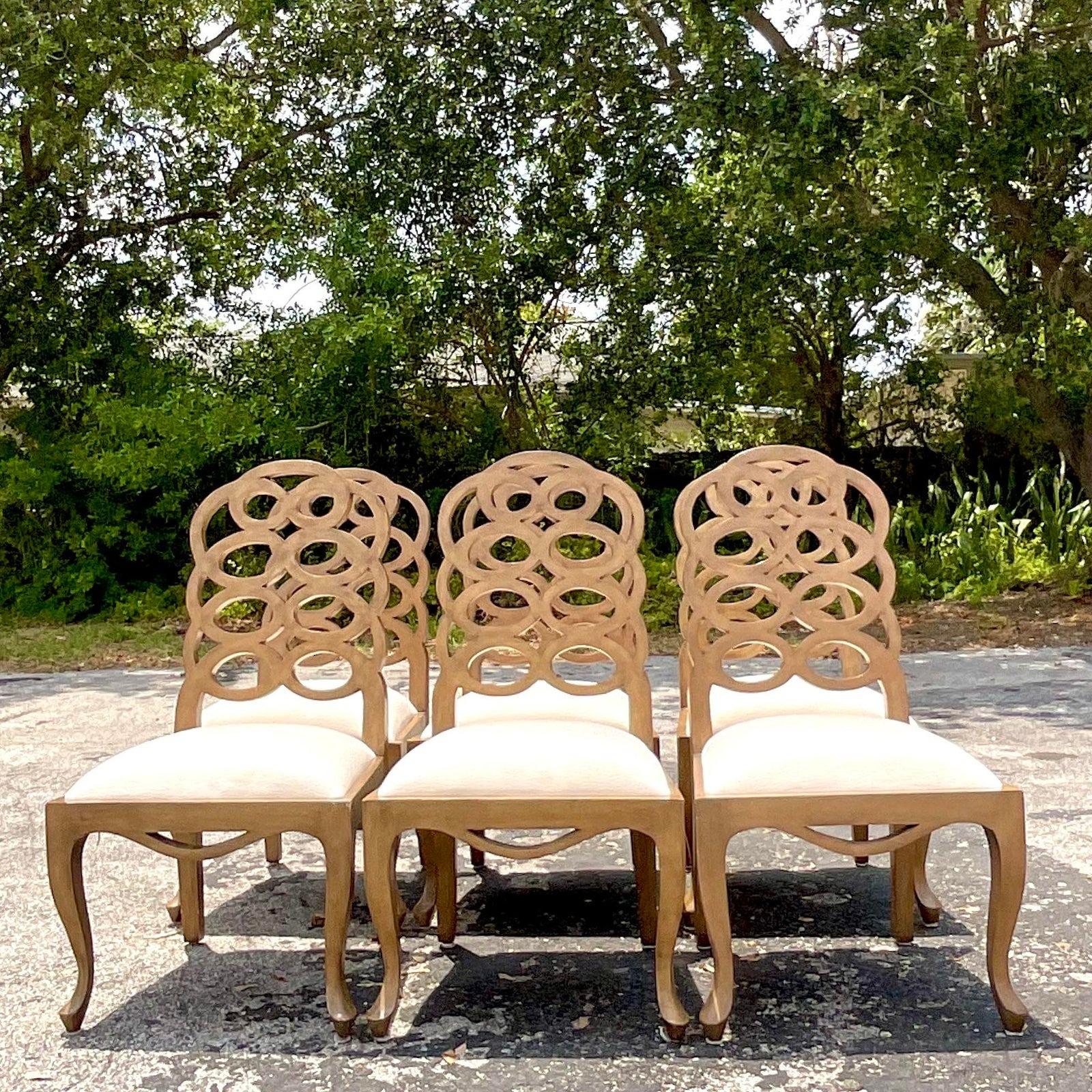 Upholstery Vintage Regency Frances Elkins Loop Dining Chairs - Set of 6