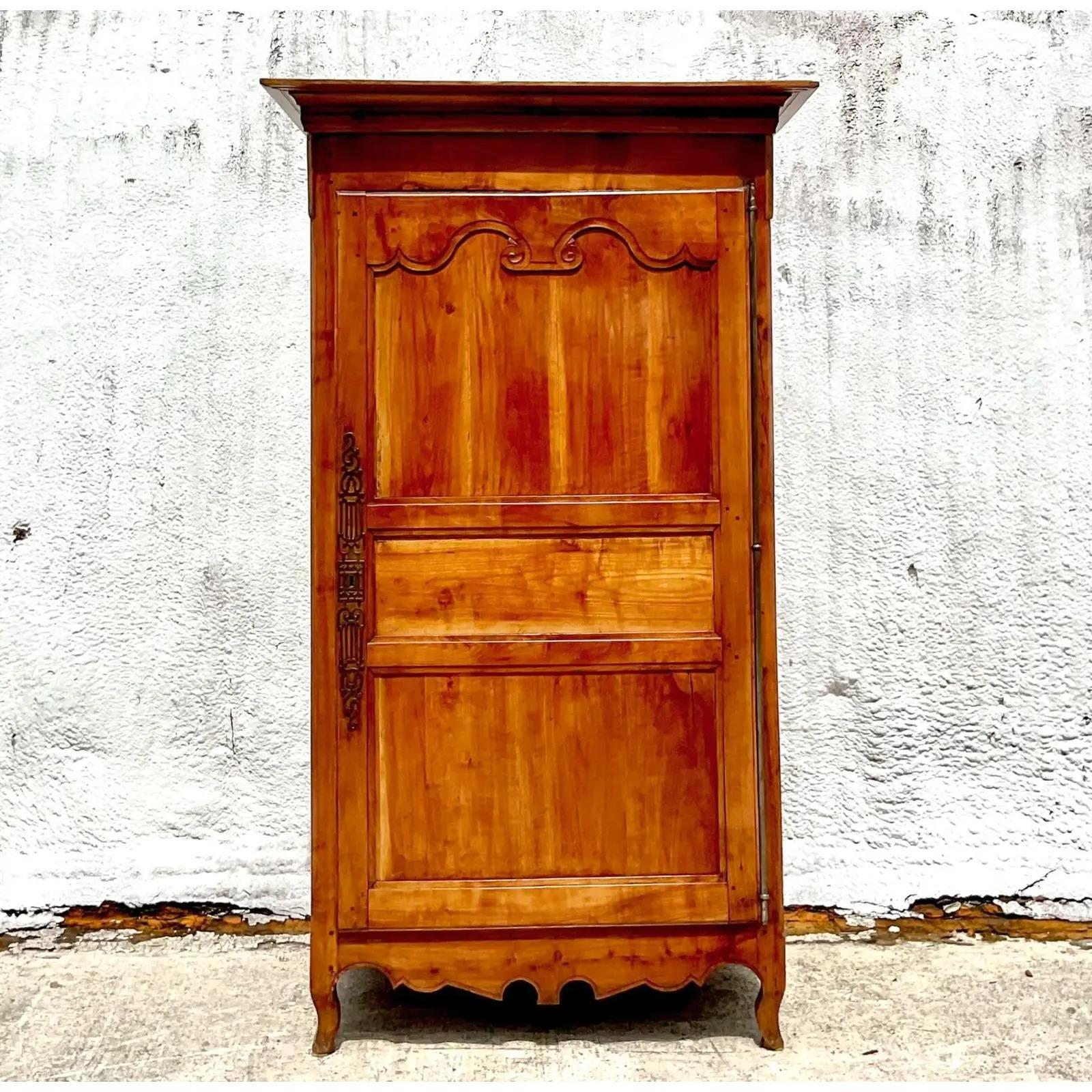 Brass Vintage Regency French Armoire For Sale