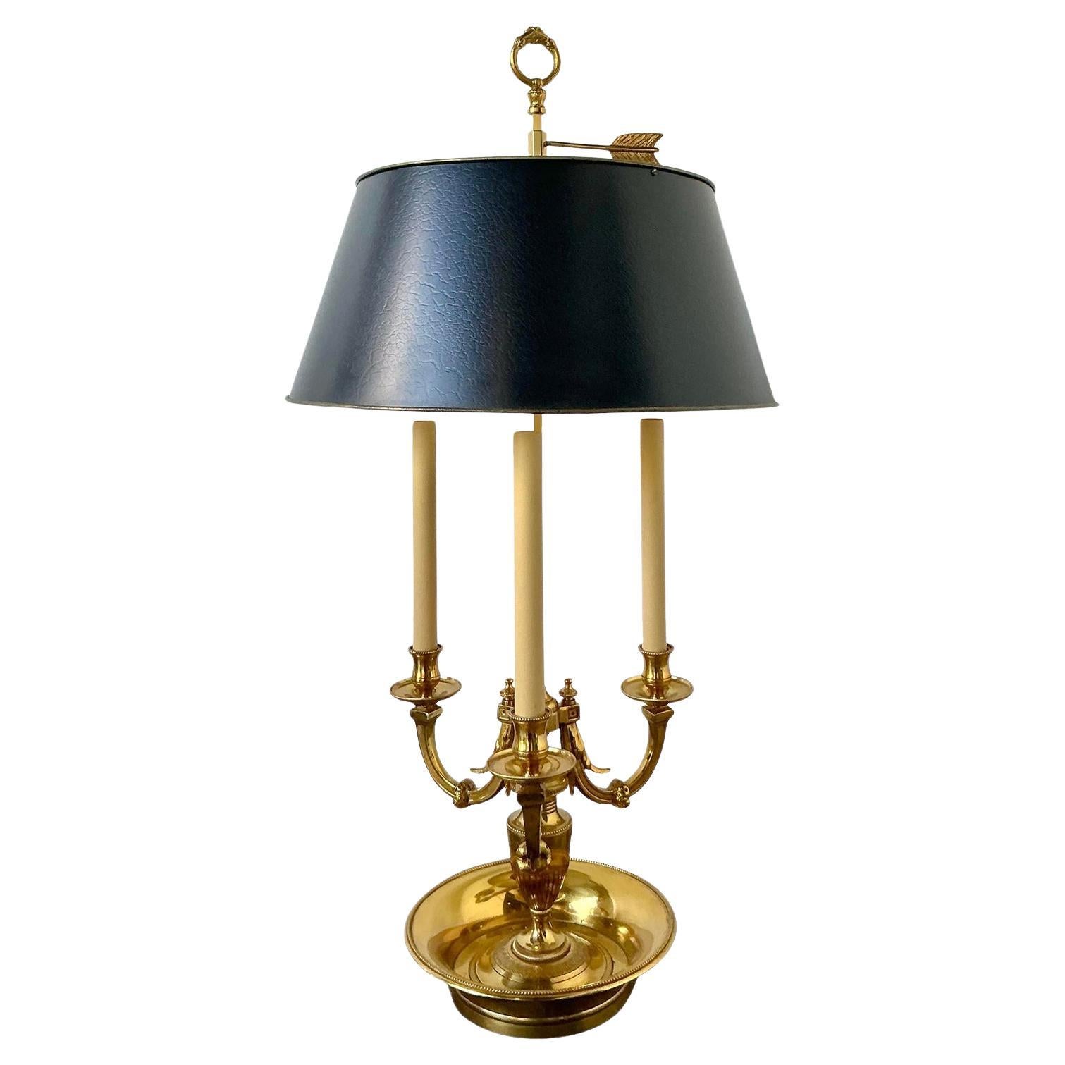 Vintage Regency French Bouillotte Three Arm Lamp For Sale