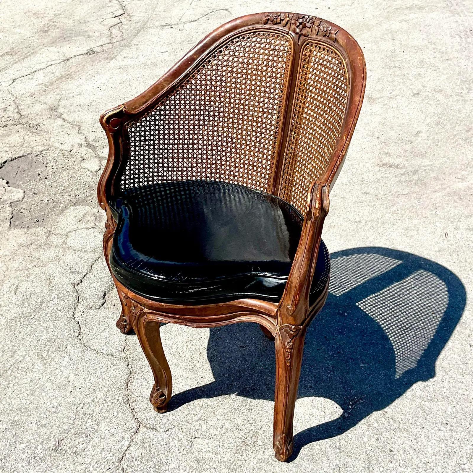 Vintage Regency French Cane Bergere Corner Chair 1