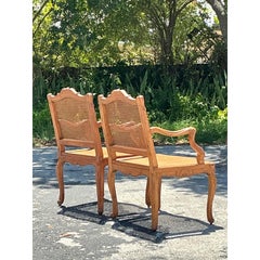 Vintage Regency French Cane Fauteuils - A Pair