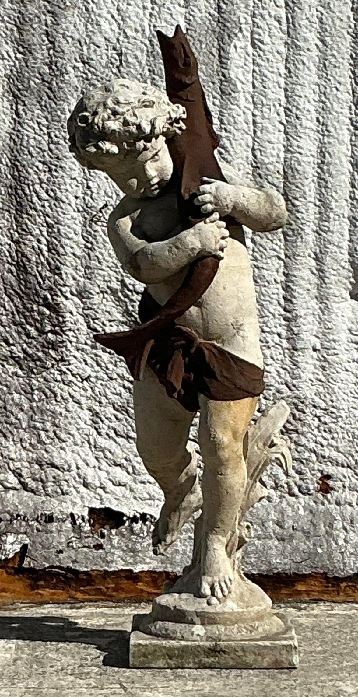 Französische Regency-Figurenstatue aus Zement über Glasfaser im Regency-Stil (20. Jahrhundert) im Angebot