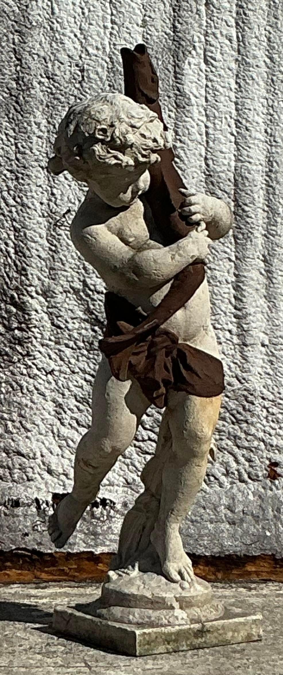 Französische Regency-Figurenstatue aus Zement über Glasfaser im Regency-Stil im Angebot 3