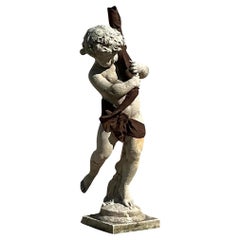 Vintage Regency French Cement Over Fiberglass Figural Statue
