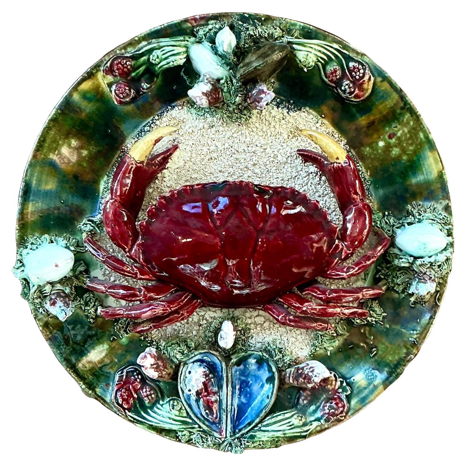 Vintage Regency Französisch Majolika Krabbe Teller