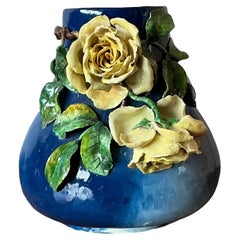 Jarrón Vintage Regency French Majolica Roses