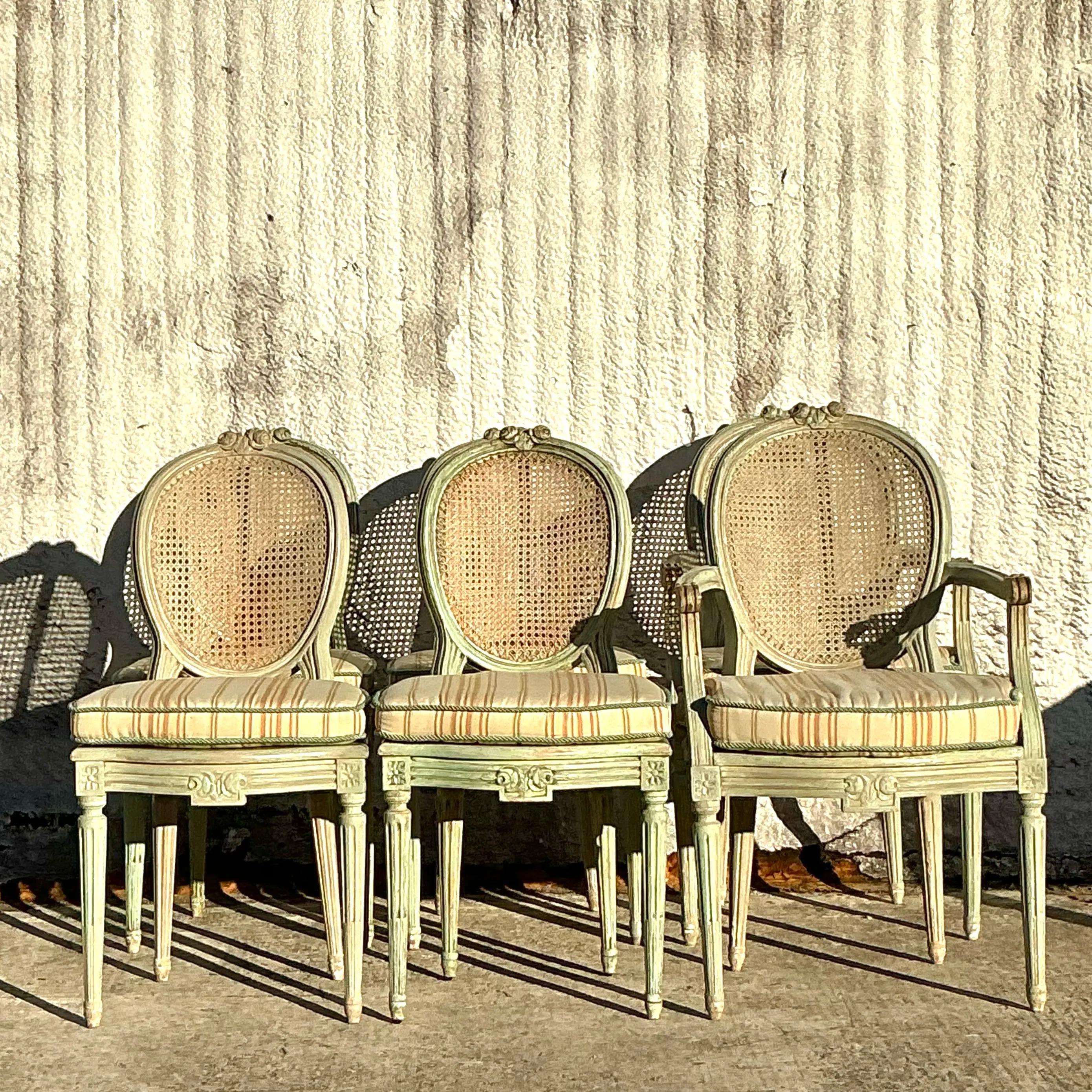 Vintage Regency Französisch Medaillon Cane Back Stühle - Set von 6 im Angebot 4