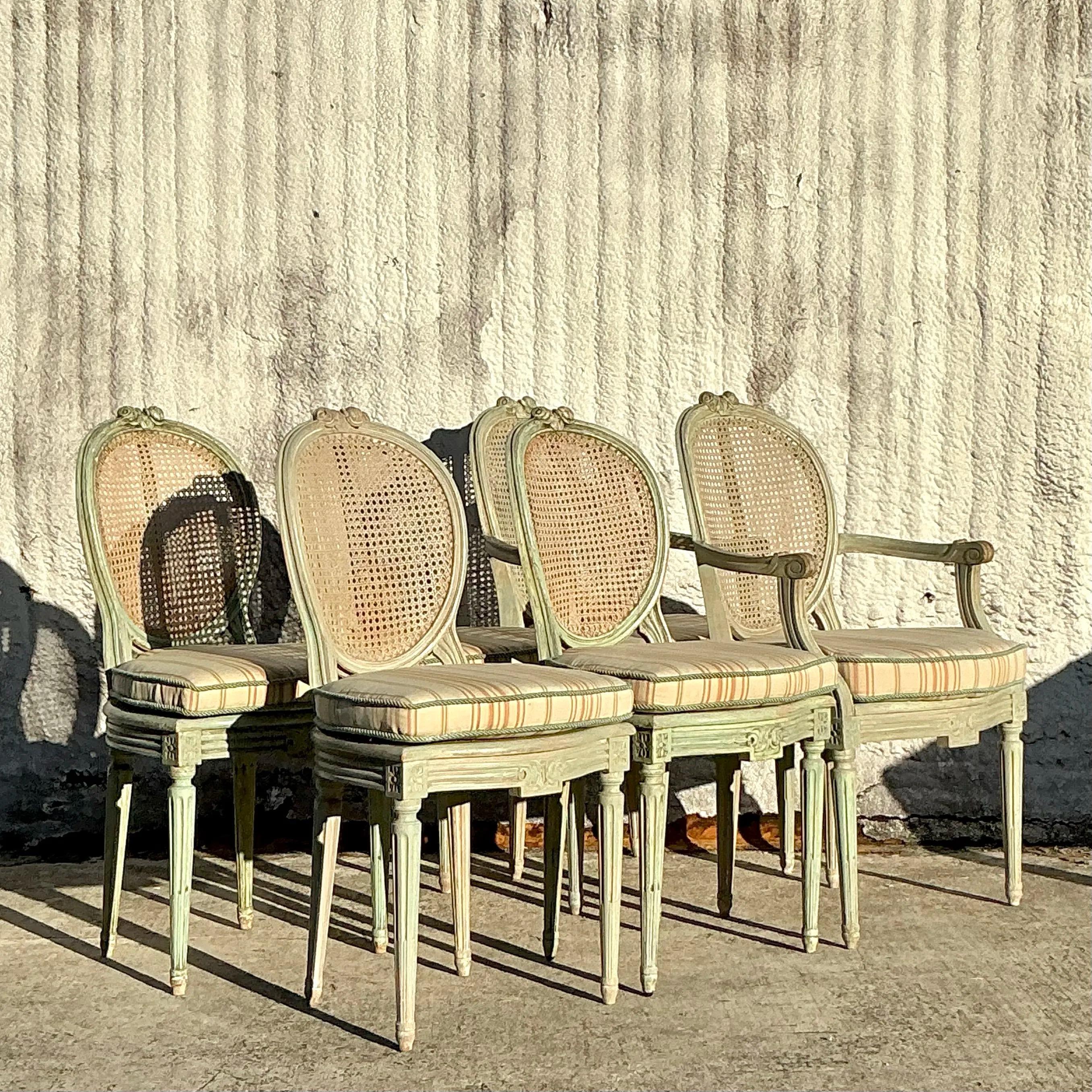 Vintage Regency Französisch Medaillon Cane Back Stühle - Set von 6 im Angebot 6