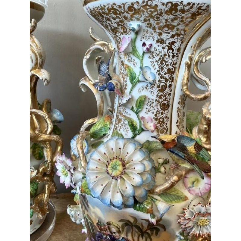 Lámparas Chinoiserie de Porcelana Francesa de la Época de la Regencia - Pareja siglo XX en venta