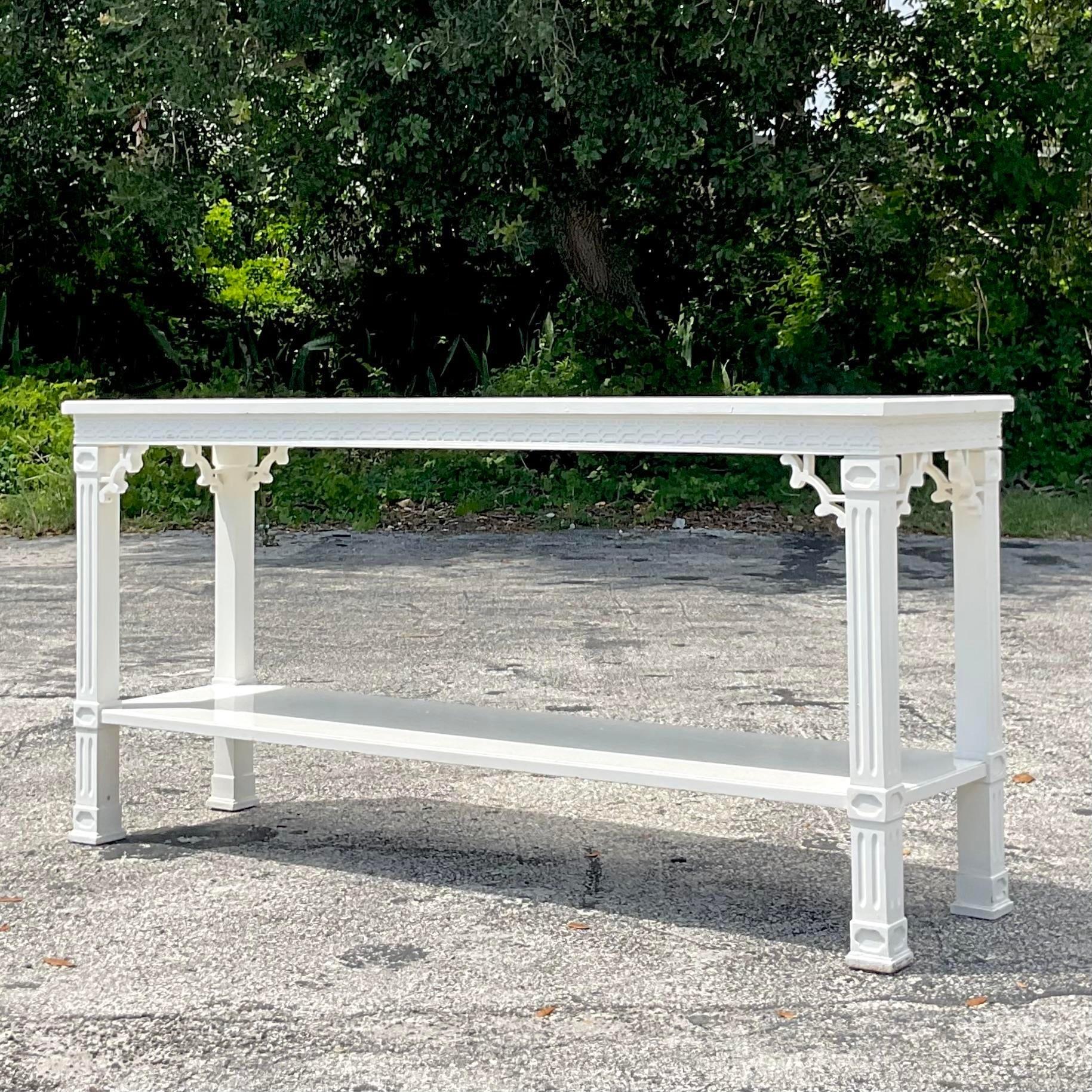 American Vintage Regency Fretwork Console Table For Sale
