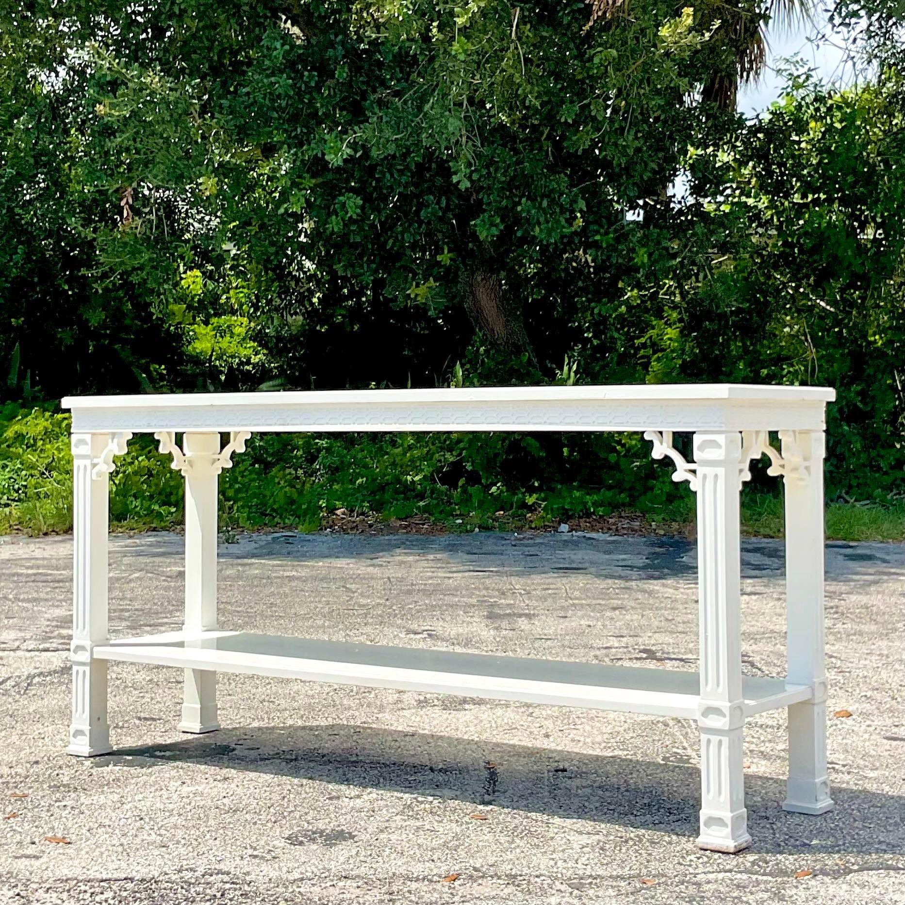 Vintage Regency Fretwork Console Table In Good Condition For Sale In west palm beach, FL