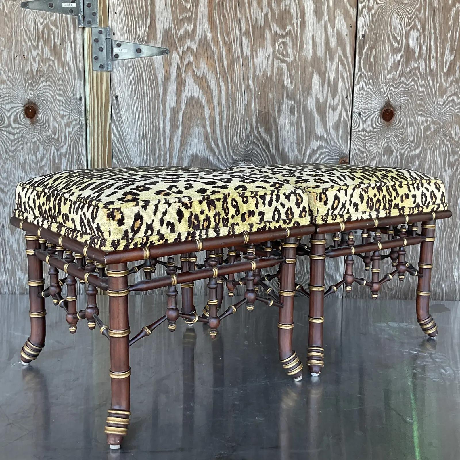 Vintage Regency Fretwork Leopard Stools 1