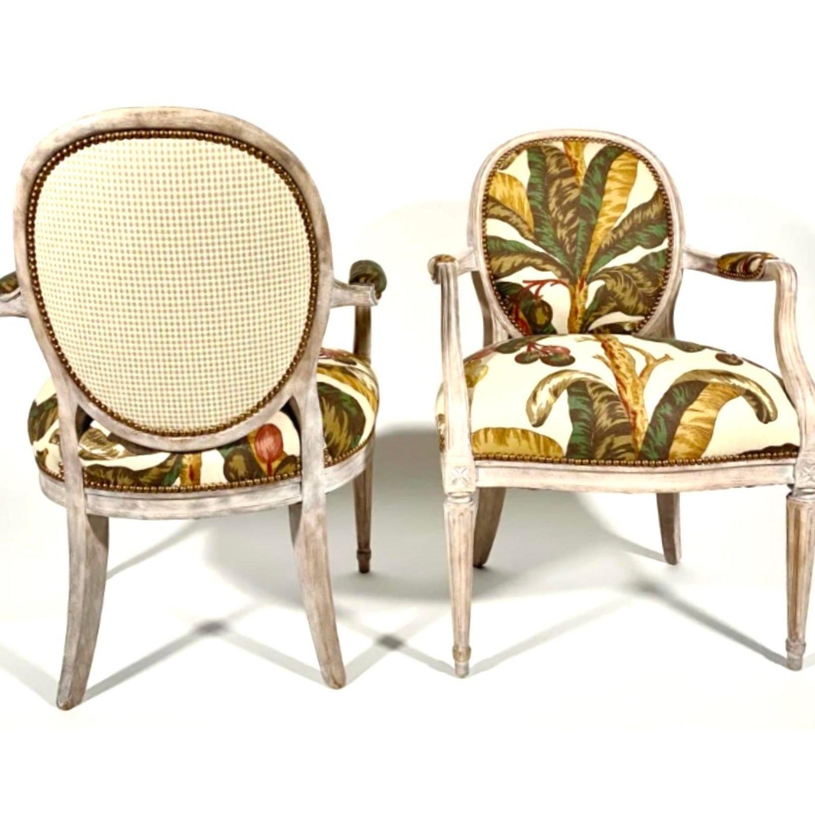 Vintage Regency George III Style Bergere Chairs in Schumacher “Blair House”  2