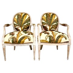 Used Regency George III Style Bergere Chairs in Schumacher “Blair House” 