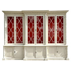 Vintage Regency George III Style Step Back Washed Breakfront