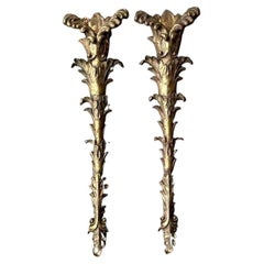 Vintage Regency Gesso Over Plaster Wall Pockets - a Pair