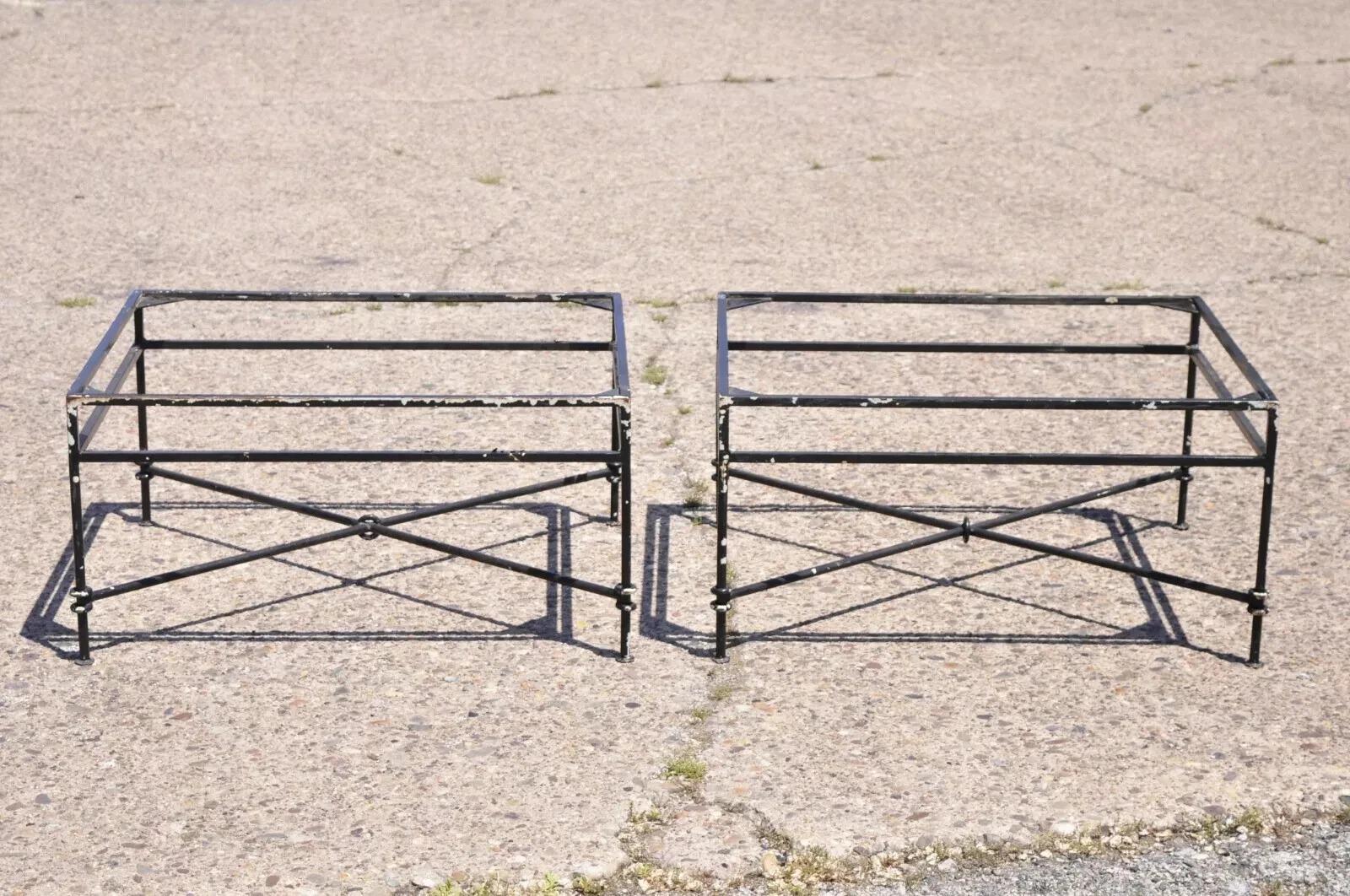 Base de mesa de centro rectangular de hierro forjado estilo Giacometti Vintage Regency en venta 4