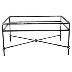 Vintage Regency Giacometti Style Wrought Iron Rectangular Coffee Table Base