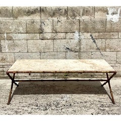 Vergoldeter Regency-Bambus-Couchtisch im Vintage-Stil mit Coquina-Steinplatte