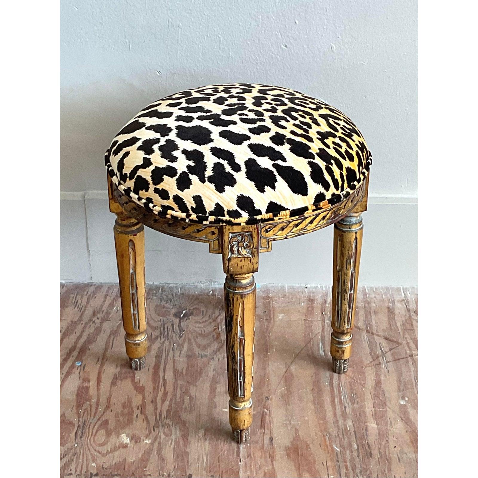 20ième siècle Tabouret Vintage Regency Gilt Braid en vente