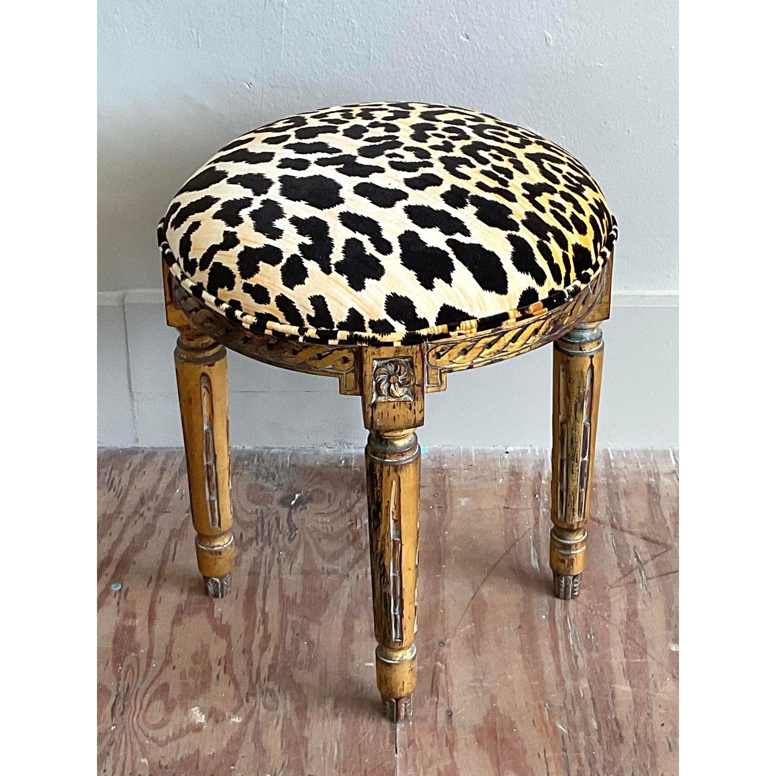 Tissu Tabouret Vintage Regency Gilt Braid en vente