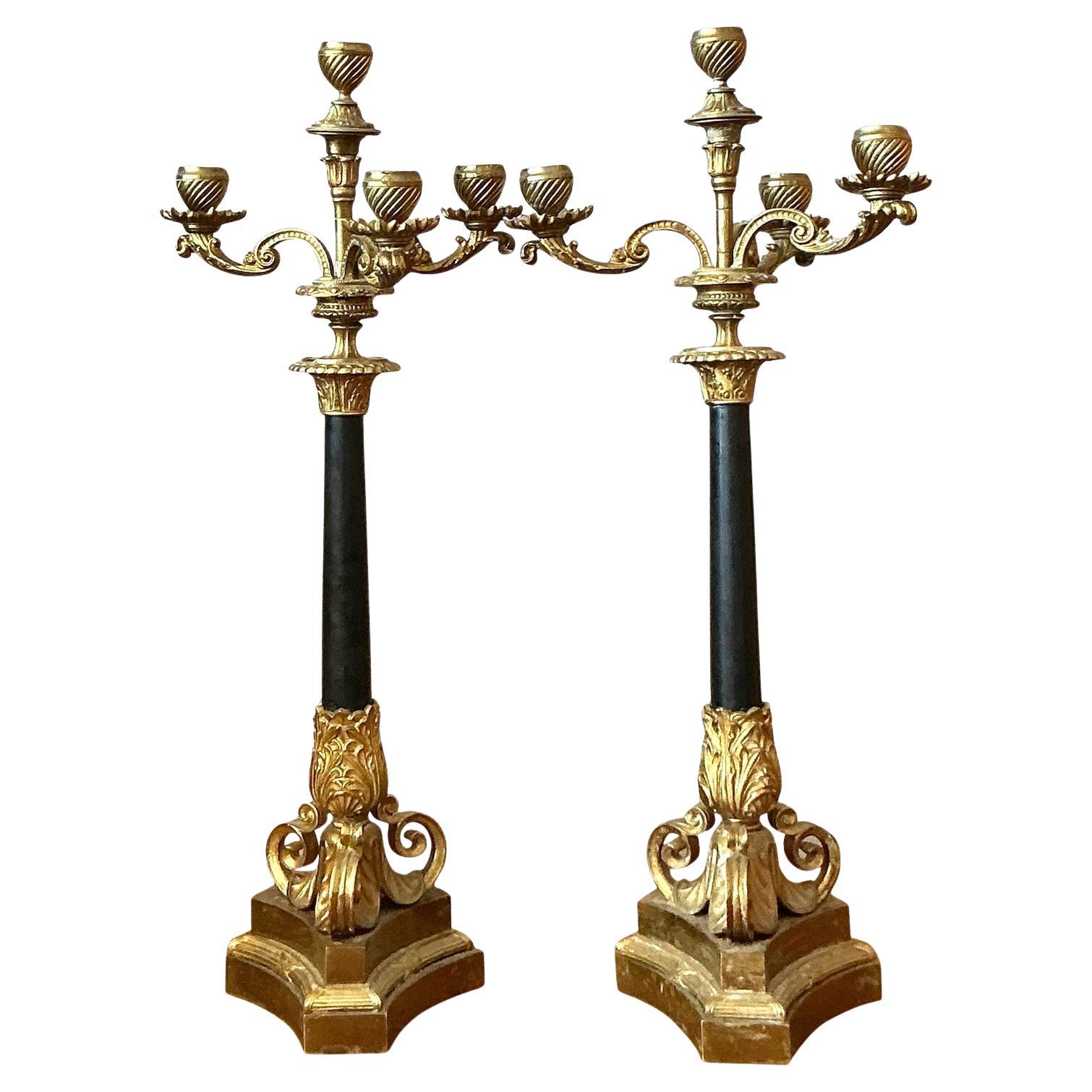 Candelabri dorati vintage Regency - Set di 2