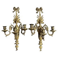 Vintage Regency Gilt Candle Sconces - a Pair