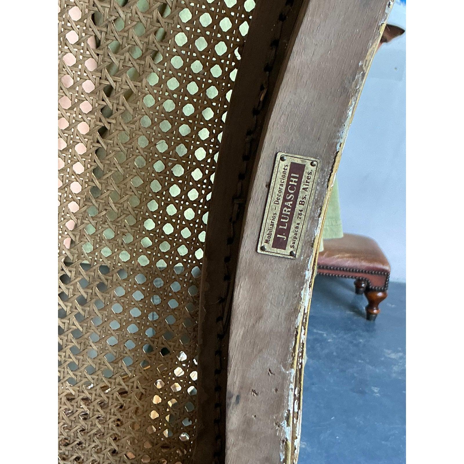 Vintage Regency vergoldet Caned Stuhl (Gehstock) im Angebot