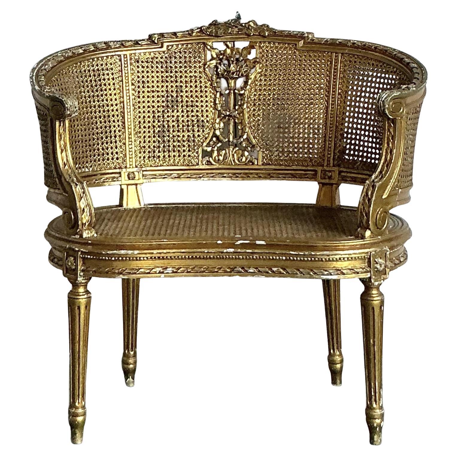 Vintage Regency Gilt Caned Chair