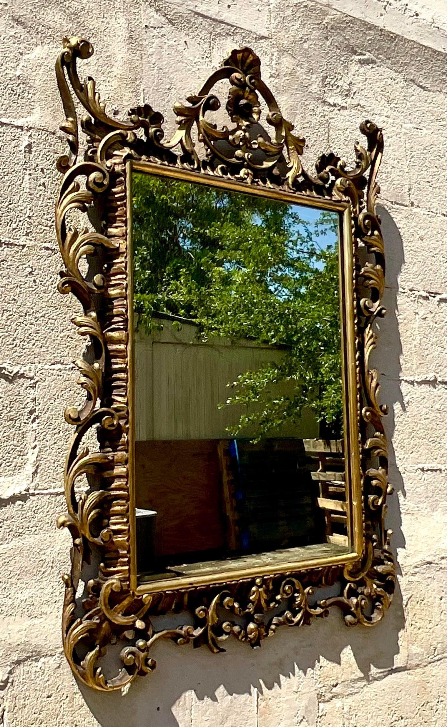 20th Century Vintage Regency Gilt Carved Mirror For Sale