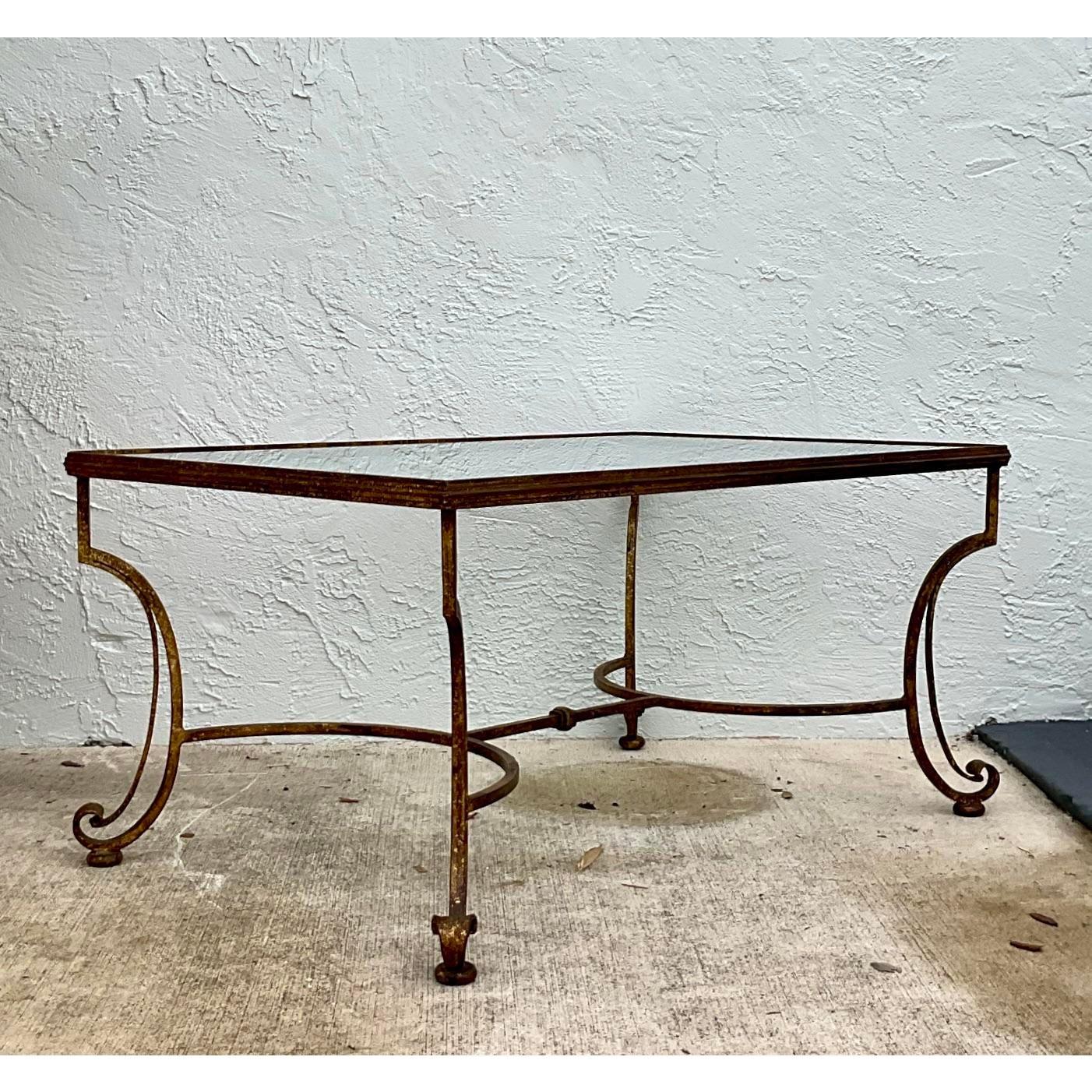 Glass Vintage Regency Gilt Coffee Table For Sale